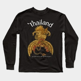 Garuda and Serpent Thai Art Design Long Sleeve T-Shirt